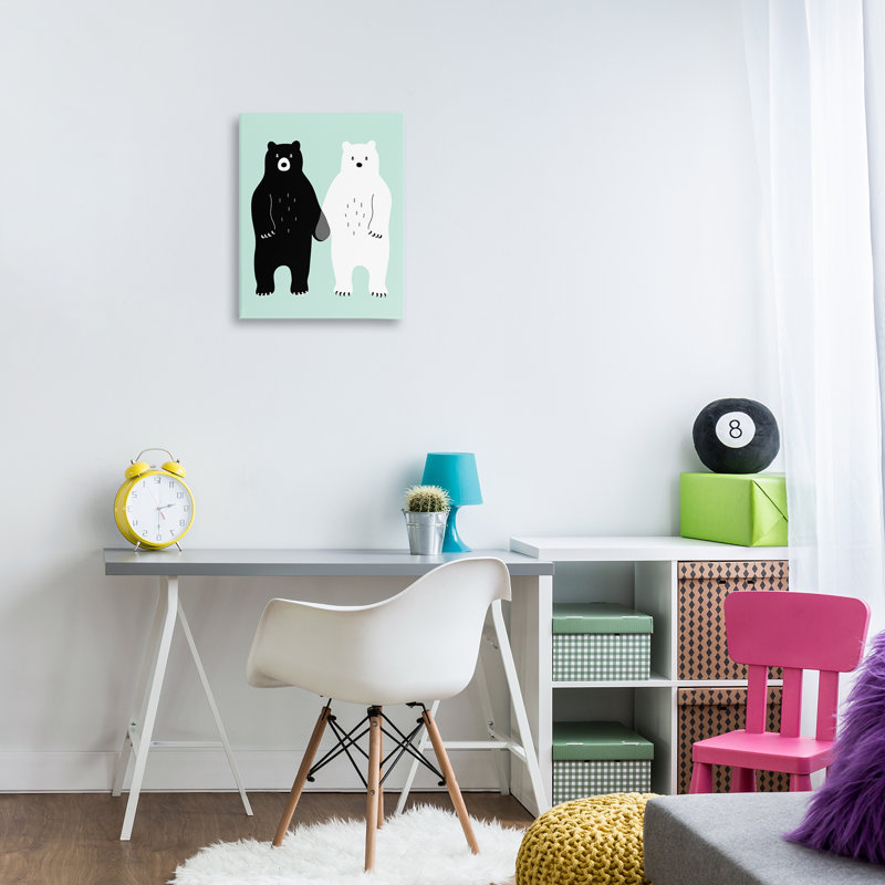 Art mural sur toile "Bears tenant par la main", design par Andy Westface, H 20 po x l 16 po