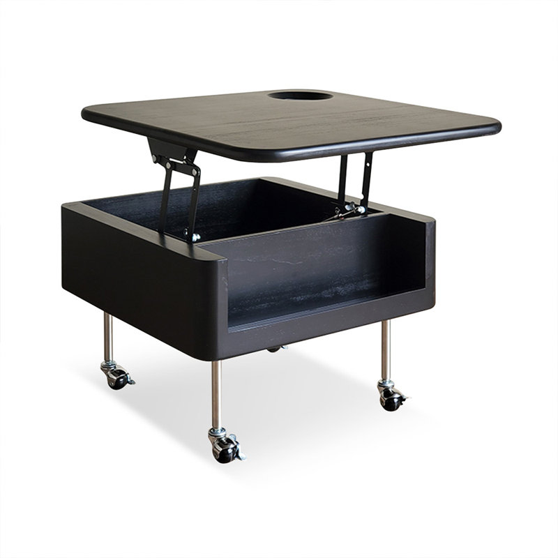Table basse rectangulaire en bois massif, Noir