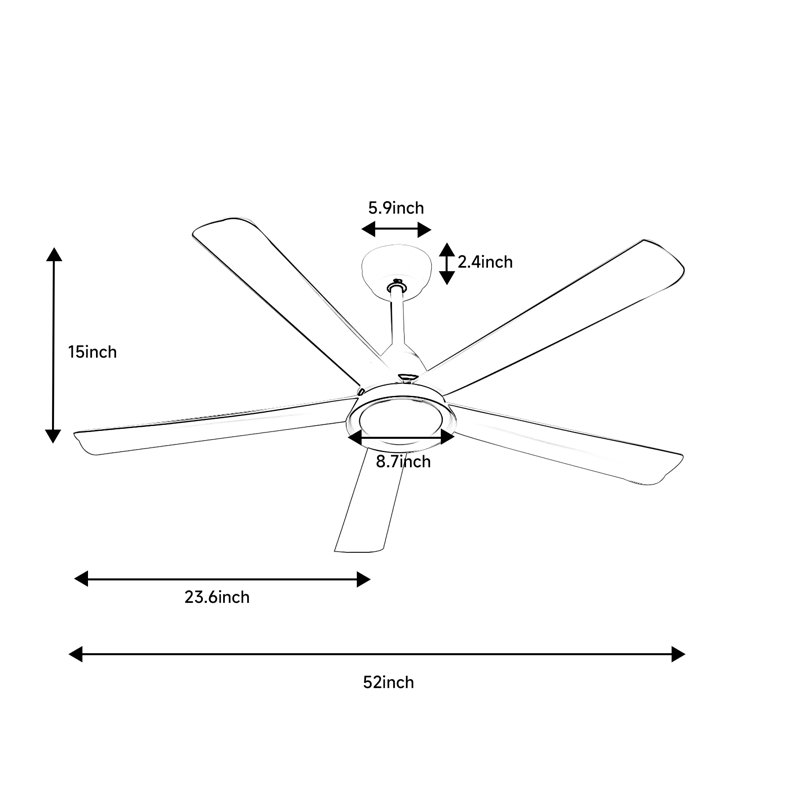52'' Kadidiatou Modern Large Dimmable Ceiling Fan with LED Lights and Remote Control for Living Room, White