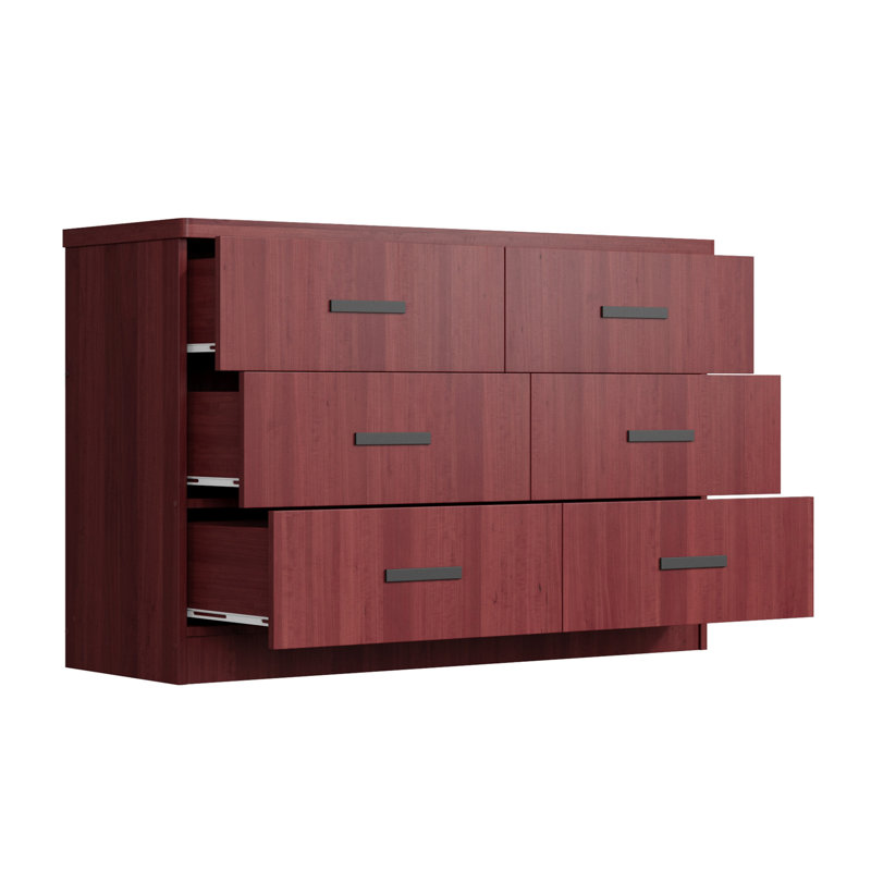 Commode 6 tiroirs Barstis, Acajou