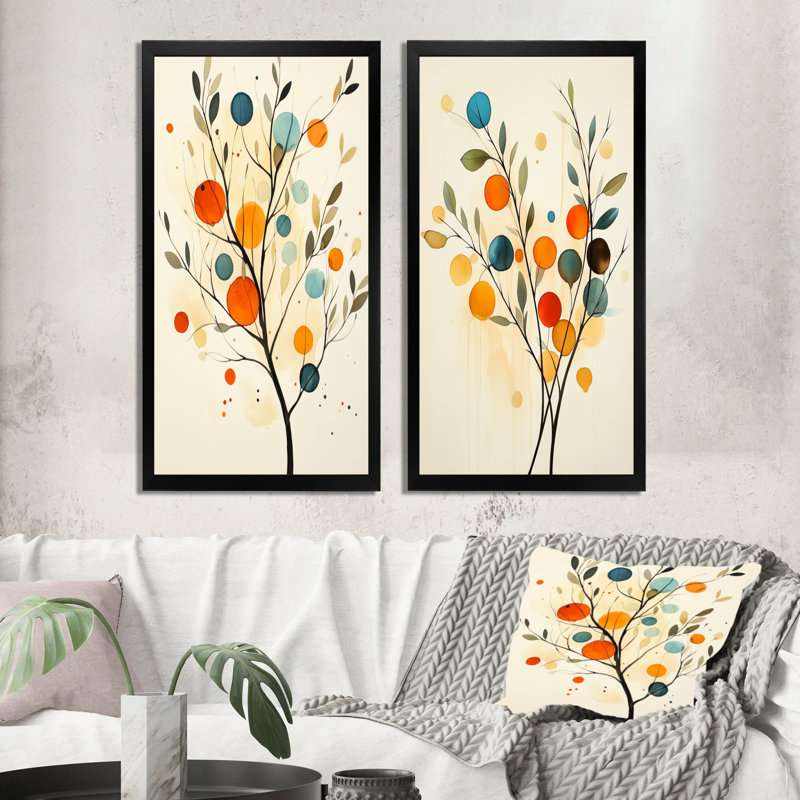 Rameau d'olivier au soleil I - Impression sur toile en 2 parties, 32" H x 32" W, Black Picture Framed