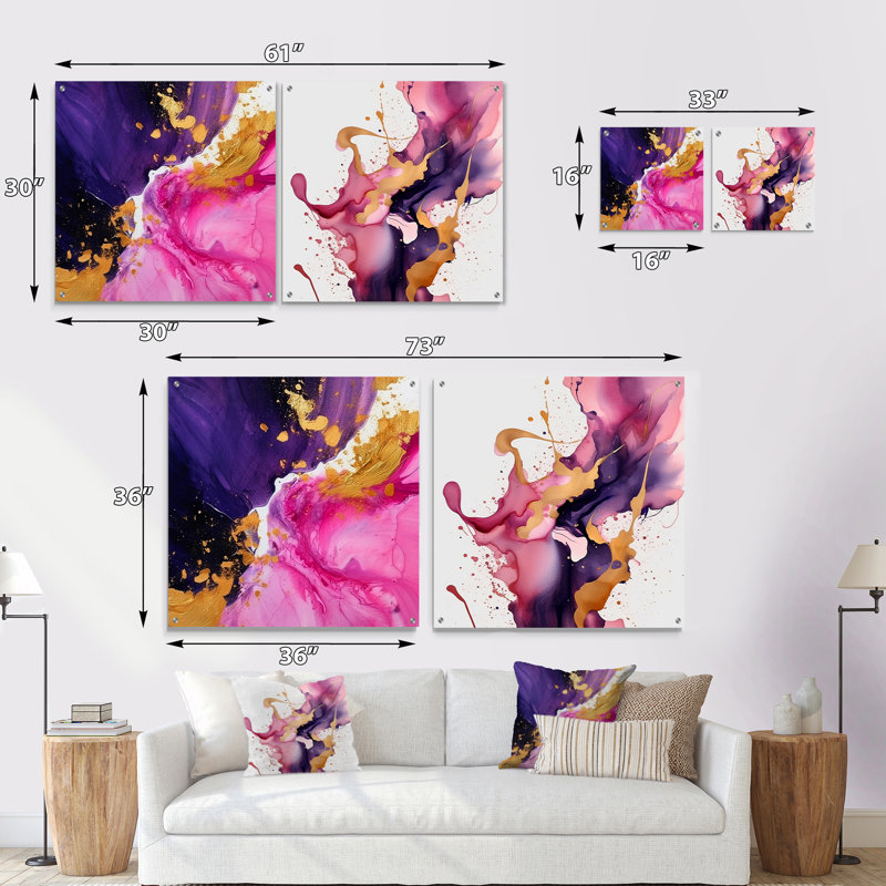Sebern - Fractals Acrylic Wall Art Glass Set Of 2, 36" H x 73" W