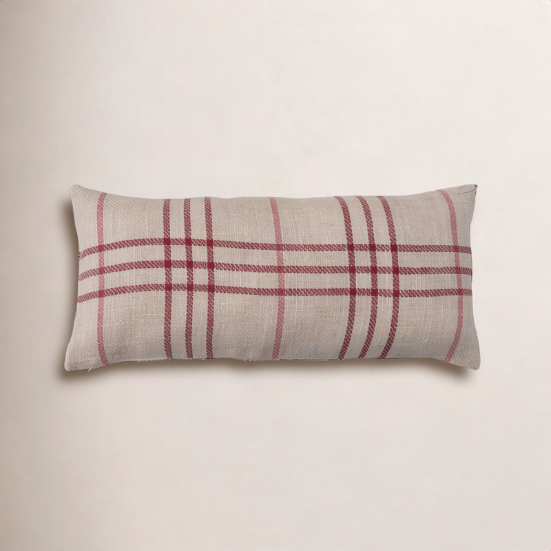 Plaid Jute / Sisal Reversible Throw Pillow