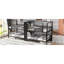 Lit double superposé en métal pleine grandeur, lit superposé en métal quadruple avec garde-robe à tablettes de rangement intégrées, structure en métal robuste avec conception à réduction de bruit, noir-804437185