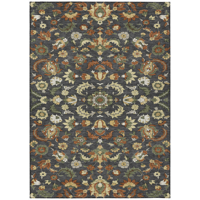 Machine Washable Indoor/Outdoor Chantille ACN2473 Global Rug, 8' x 10', Charcoal