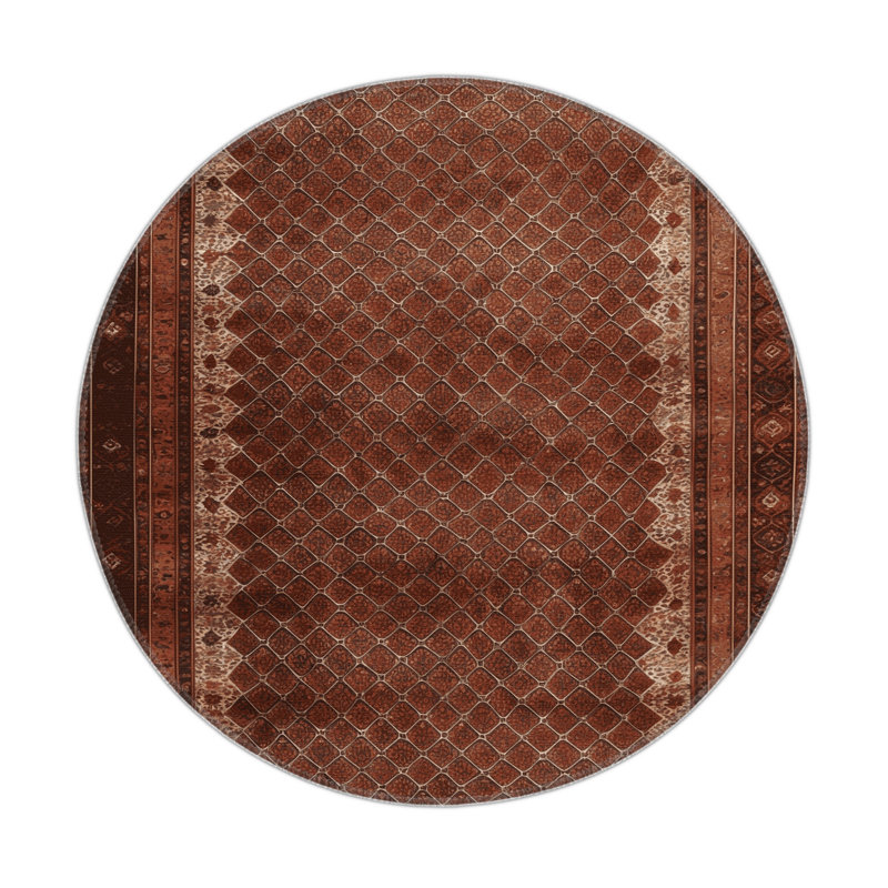 Tapis d'intérieur et d'extérieur brun Persian, Rond 5 pi