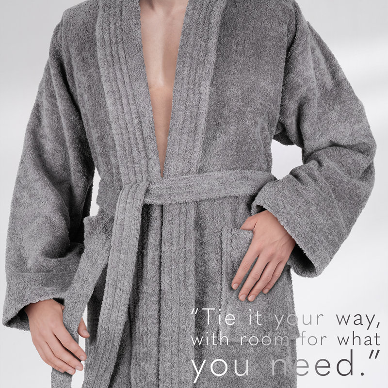 Peignoirs turcs 100% coton, robes pour hommes légères et absorbantes, Gris clair, TG