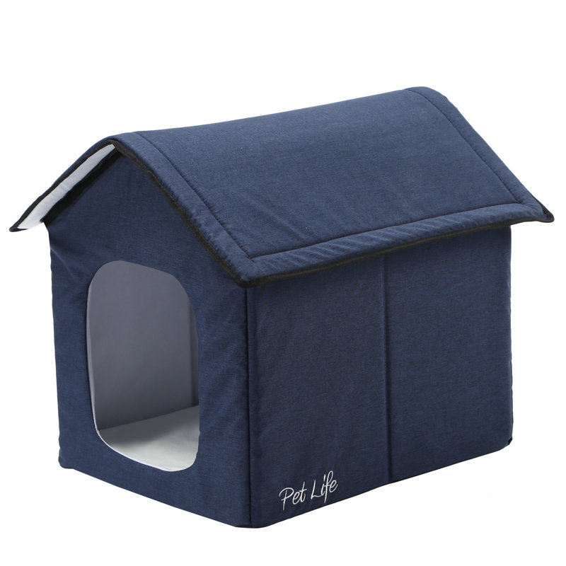 Maison pour animaux pliable intelligente «Hush Puppy» Pet Life, Bleu marine, H 16,5 po x l 16,5 po x P 19 po