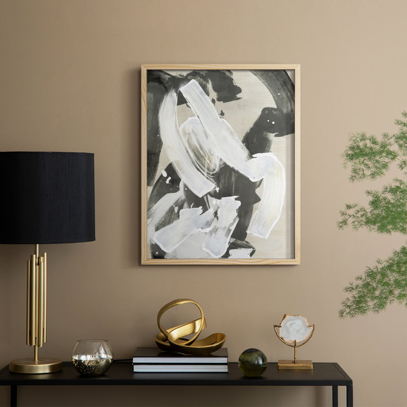 Encre lavée à l'encre I, reproduction encadrée - bois massif, Naturel, H 11 po x l 9 po