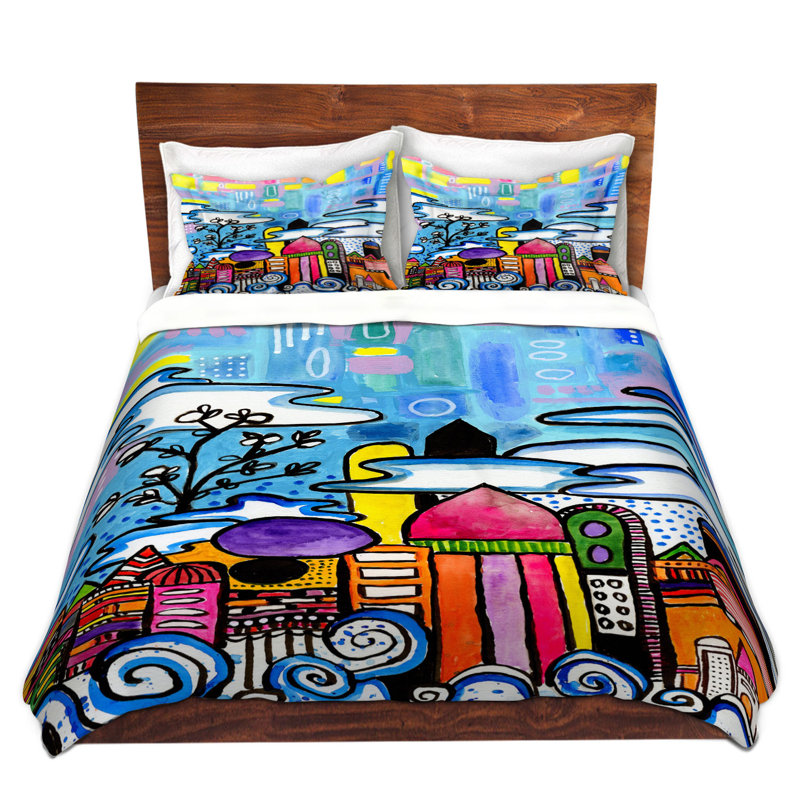 DiaNoche Queen Duvet Cover Sets Microfiber by Robin Mead - Downtown, Twin Duvet Cover + 1 Standard Sham
