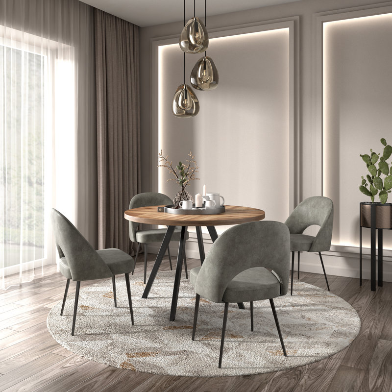 Ensemble de table de salle à manger et de chaises rembourrées 45 po Aurthur, Gris