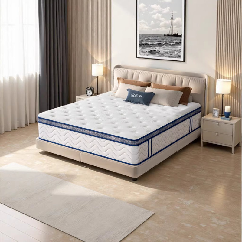 Queen Size Mattress, 10 Inch Hybrid Mattress with Individually Pocketed Innerspring for Medium Firm Support, White, Queen