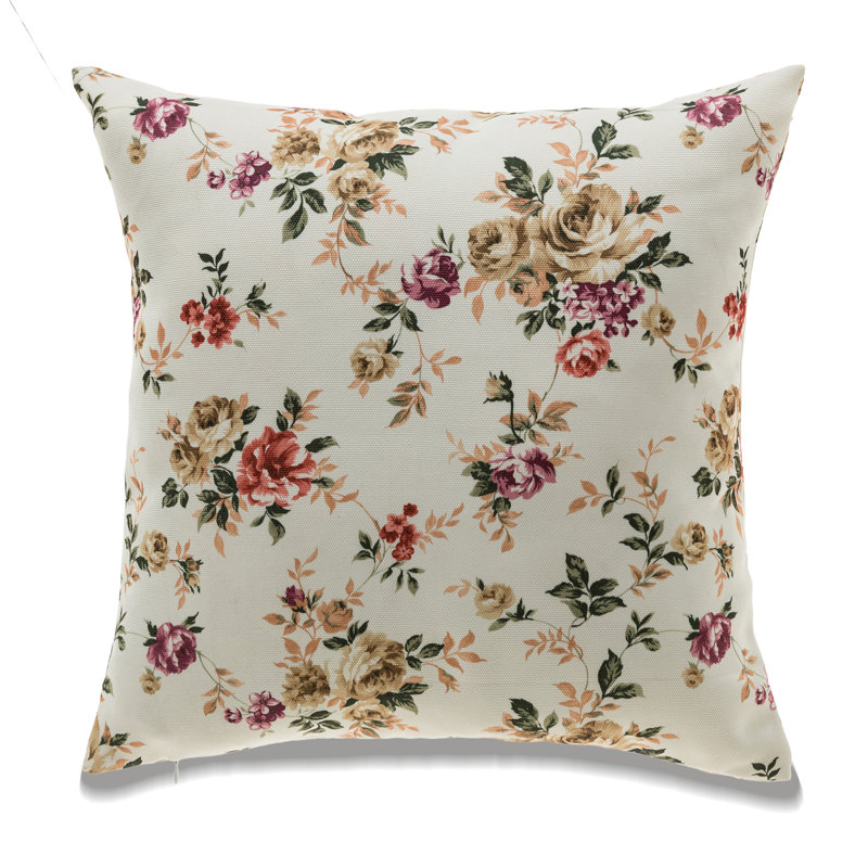 Ensemble de 2 coussins Florence, Crème avec motif floral, H 22 po x l 22 po, Housse de coussin seulement - sans coussin