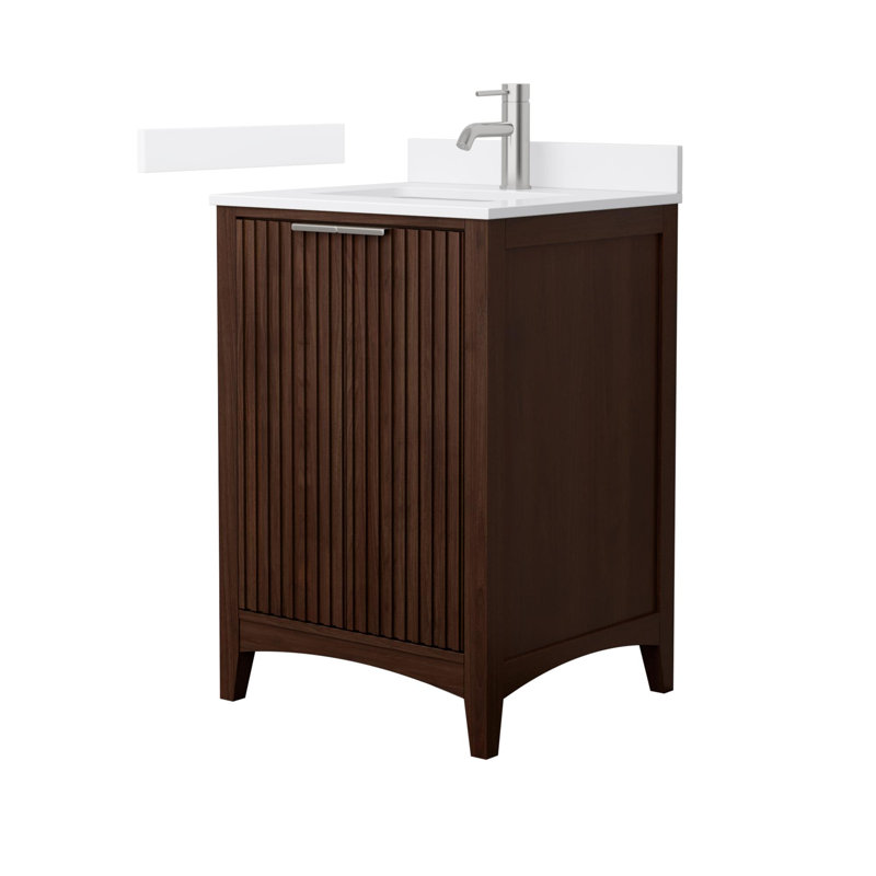 Palmilla 48" Freestanding Single Bathroom Vanity with Cultured Marble Top, White Cultured Marble, 24", Beige / Brushed Nickel