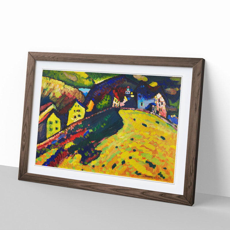 Houses at Murnau by Wassily Kandinsky - Picture Frame Painting, 27cm H x 36cm W x 2cm D, Walnut Framed