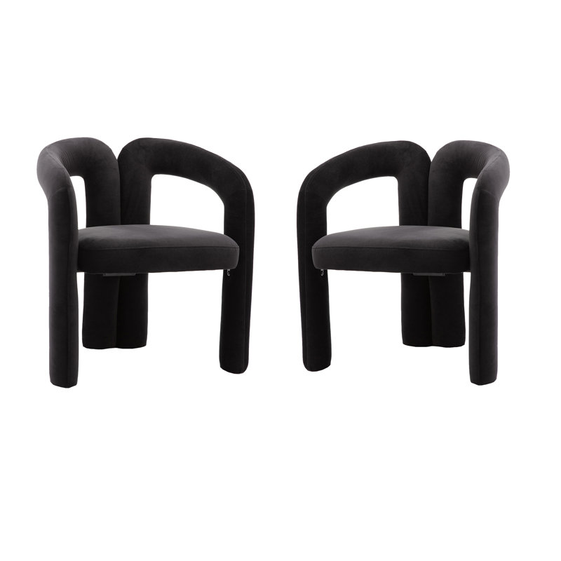Cahuilla 25.2'' Wide Armchair,Living room chair,Reading chair with rounded footprint, Black Velvet Incorrect