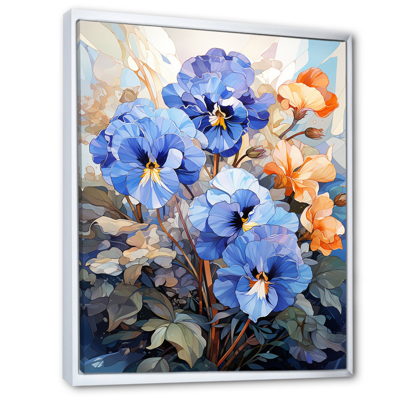 Vibrant Pansy Medley III, Cadre flottant blanc, H 20 po x l 12 po x P 1 po