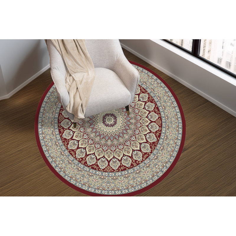 Tapis de zone rouge oriental Attell, Rond 7 pi 10 po