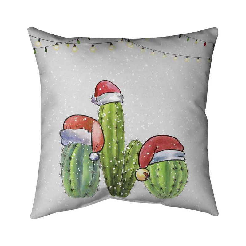 Christmas cactus - 20"x20" Throw pillow cover - Poly twill - Print on demand