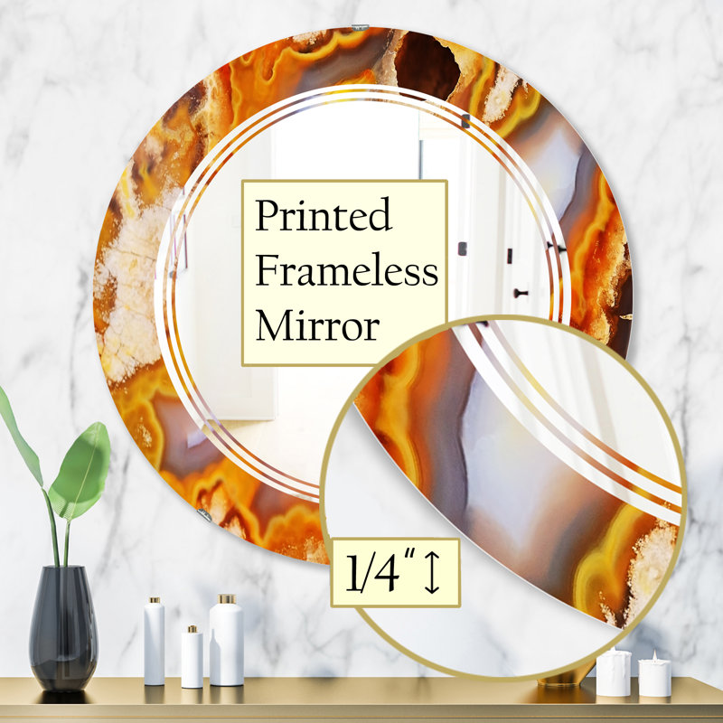 Miroir mural moderne sans cadre, H 31,5 po x l 31,5 po, Foyer triple C avec cristaux industriels