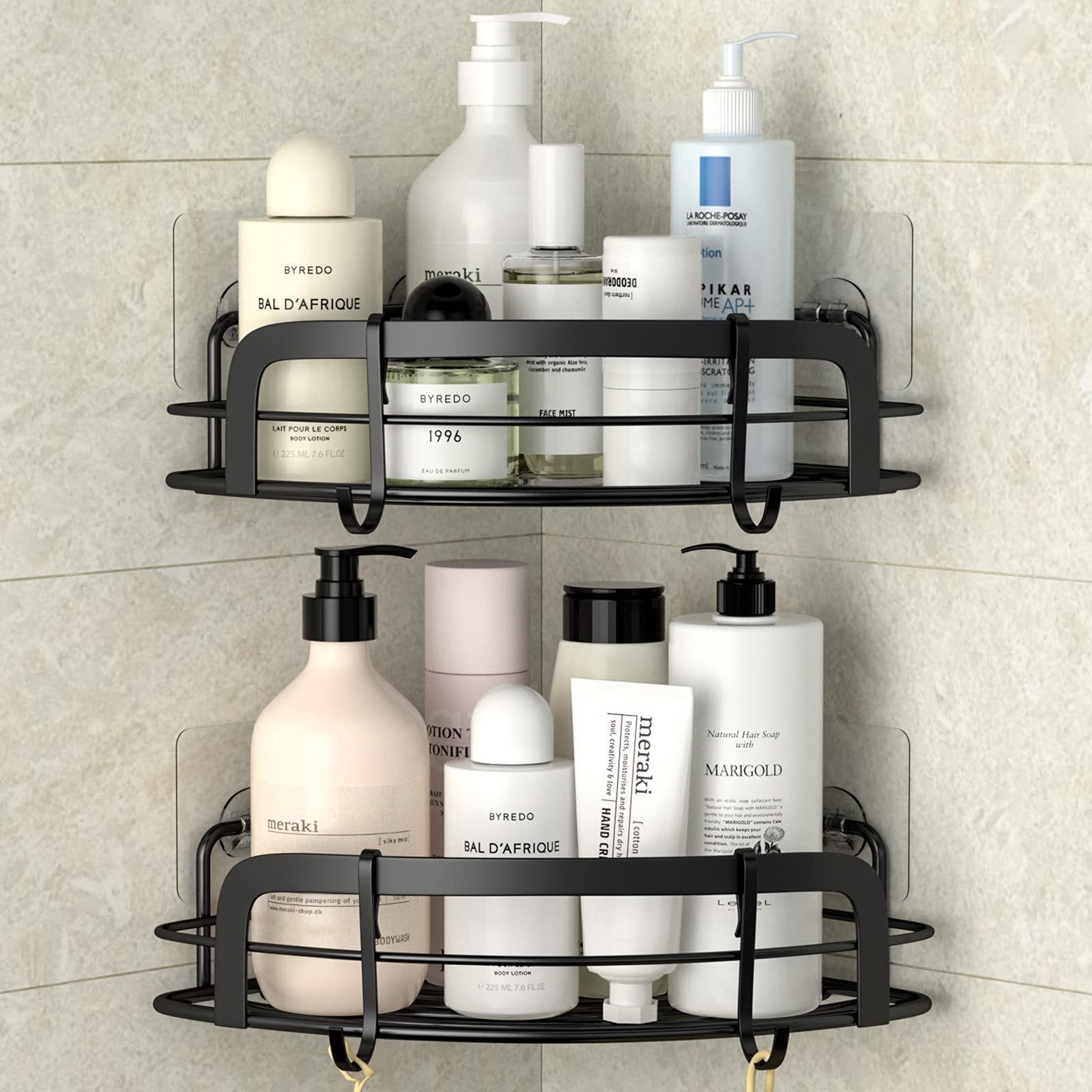 Rebrilliant Stainless Adhesive Shower Caddy with Hooks & Reviews