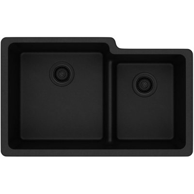 Évier de cuisine à double cuve encastrable 33 po x 20-1 / 2 po x 9-1 / 2 po Quartz Classic