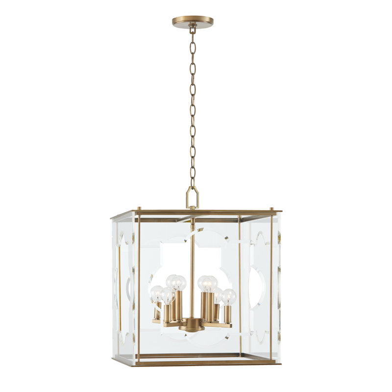  Lustre carré 8 lumières façon bougie, Laiton vieilli