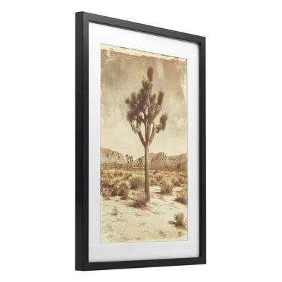 «Southwest Landscape Lone Tree», reproduction sous verre encadrée, design par Petal Prints Design