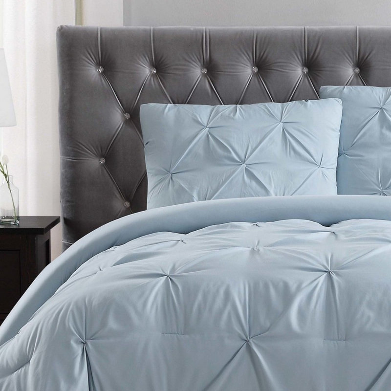 Solid Polyester Duvet Cover, Light Blue, King Duvet Cover + 2 Shams