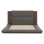Floor Upholstered Platform Bed With Extended Wood Headboard & Bedside Shelf