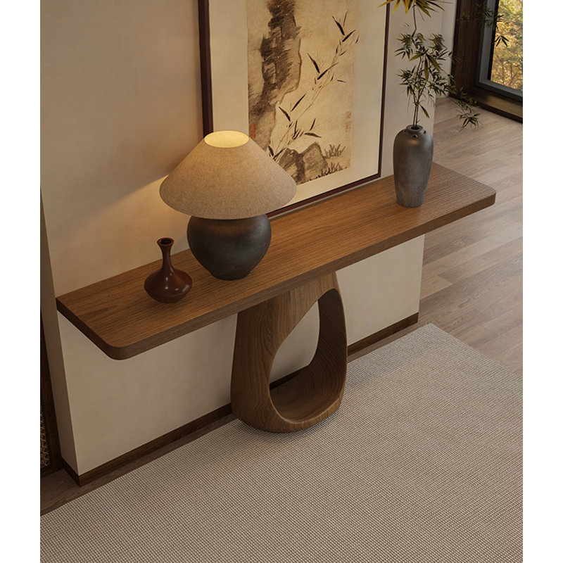 Organic Hollow Base Solid Pine Wood Console Table, 29.5" H x 47.2" W x 9.8" D
