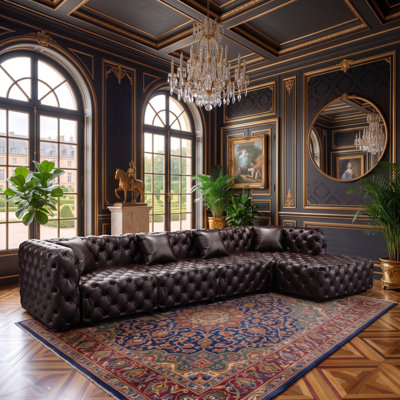 Modern Modular Sectional Sofa, Handmade Button Tufted with Pillows, Customizable for Living Room