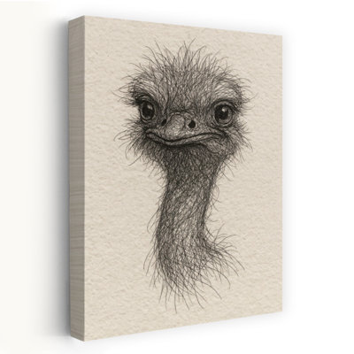 Friendly Emu Sketch Contemporary Bird Wall Art Print by Natalie Bruns - Wrapped Canvas Print