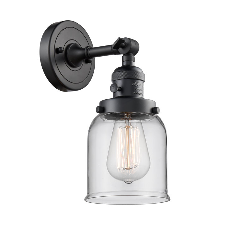 Bell - 1 Light 5" Sconce, 3.5 Watt Vintage LED Bulb, Clear, Matte Black