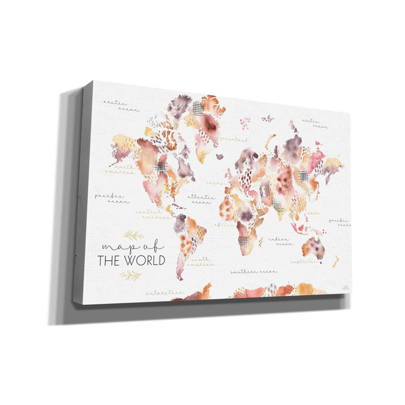 «Desert Blooms Map» par Laura Marshall, art mural sur toile, H 40 po x l 60 po x P 1,5 po