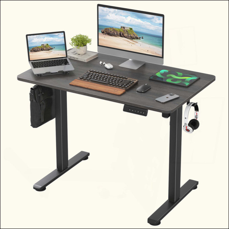 Bureau de travail électrique à hauteur réglable, H 45 po x l 40,55 po x P 24 po, Noir