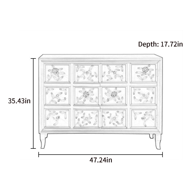 Armoire de rangement pour porte d'entrée à double porte peinte à la main
