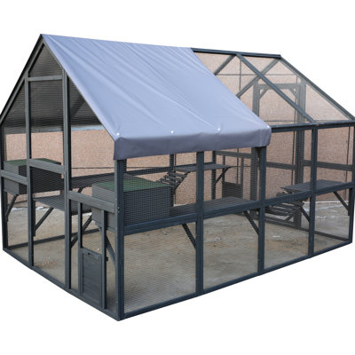 110 Inch Outdoor - Large Wooden Enclosure With Bridges, Walks, Small Houses & Modern Design House Area Attractive , Walks