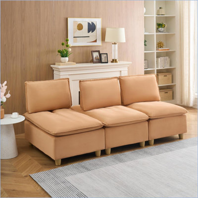 Canapés, canapé moderne en flanelle citrouille 3 places 88 pouces pour balcon de chambre à coucher | Mélange de polyester | Standard