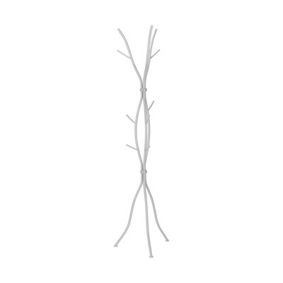 Coat Rack, Hall Tree, Free Standing, 11 Hooks, Entryway, 74"H, Bedroom, Grey Metal, Contemporary, Modern