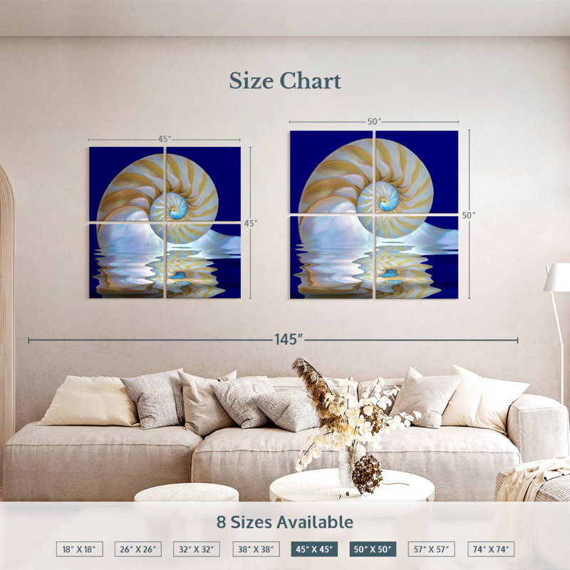 Aletra Nautilus Shell On Water, 50" H x 50" W