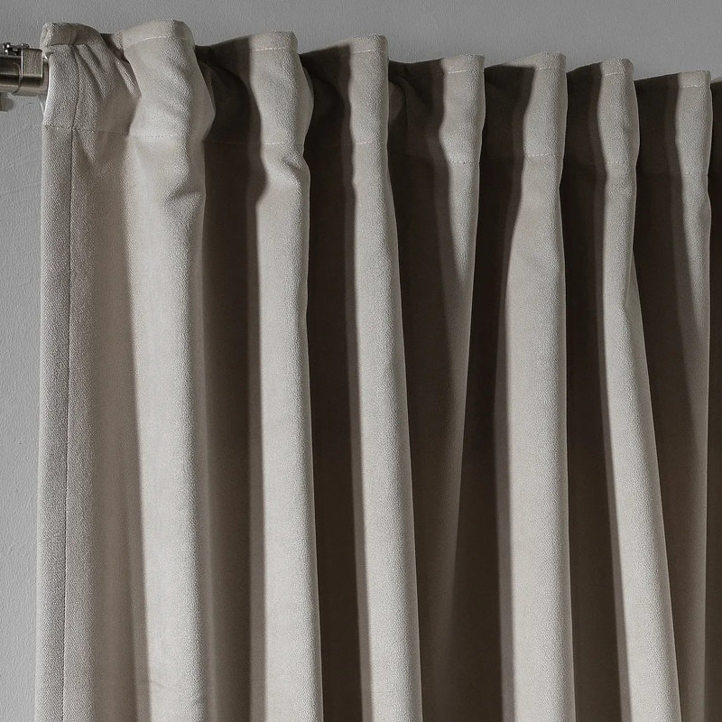 Extra Long & Extra Wide Matte Velvet Curtain Panel, 280cm Width x 225cm Drop, 15 SEASHELL