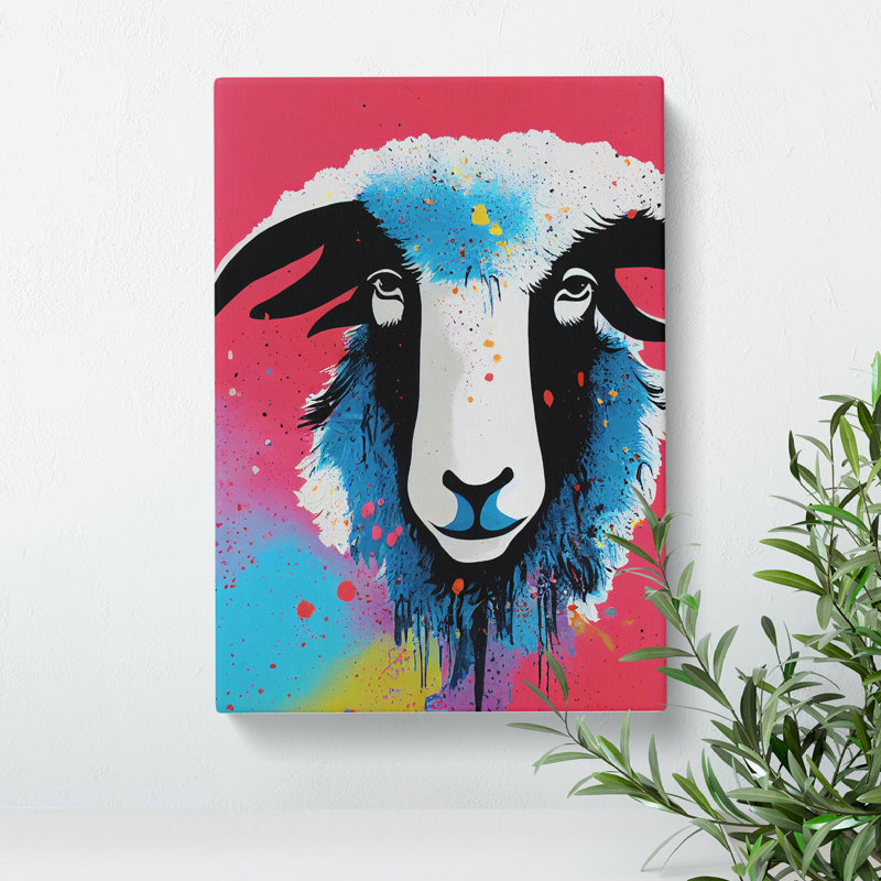 Sheep Paint Drip No.1 Abstract - Wrapped Canvas Print, 50cm H x 35cm W x 3cm D