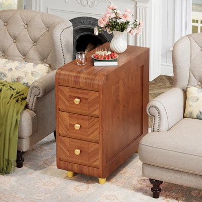 Solid Wood End Table 3 Drawer