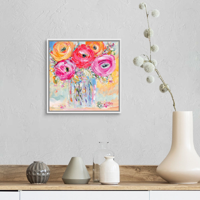 Reproduction d’art sur toile « burst of Bloom » par Robby Ebert, H 14 po x l 14 po, Impression encadrée, Blanc