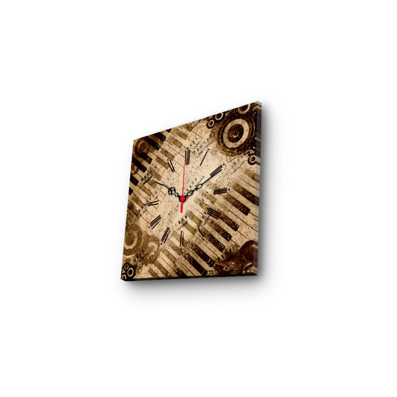 Horloge murale élégante en toile 11 po x 11 po | 100% toile de suède, cadre 100% bois (épaisseur: 1,2 po) | Parfait pour la décoration intérieure, le salon, le bureau, le style intemporel et la fonctionnalité