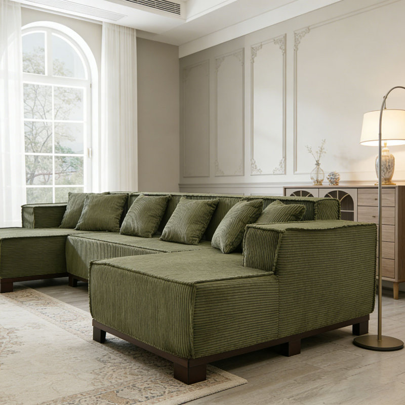 Canapé moderne, Vert avec lumière DEL, 4