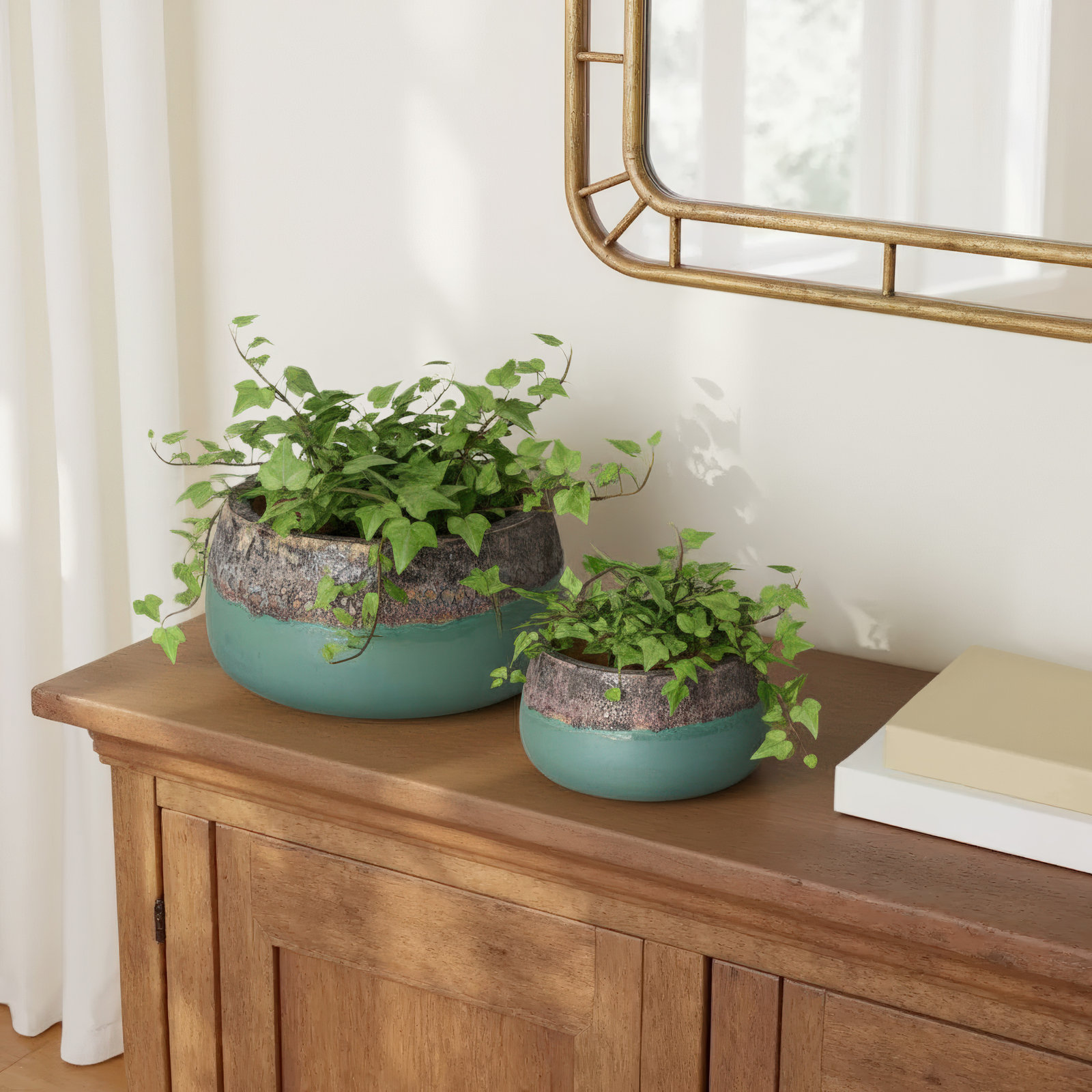 Eldon 13" Ceramic Pot Planter, 5"H x 9"W x 9"D/7"H x 13"W x 13"D