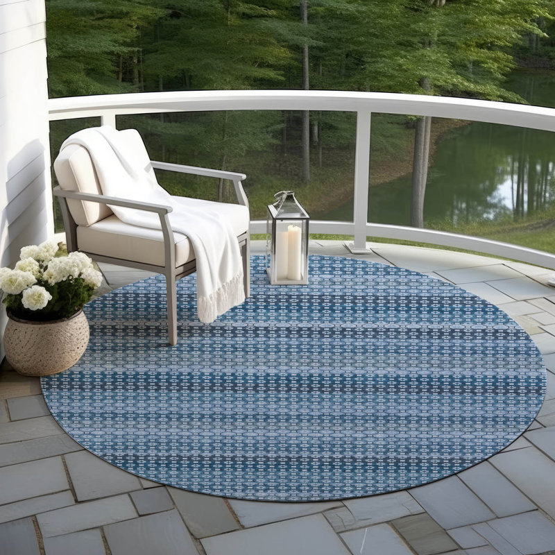 Tapis intérieur / extérieur lavable en machine Christain ACN1420, Rond 8 pi