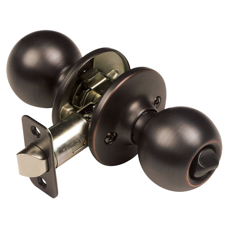 Bouton d'intimité pour lit / baignoire Ball, Bronze huilé, H 2,88 po x l 3,5 po x P 6,38 po, 2-Way Latch